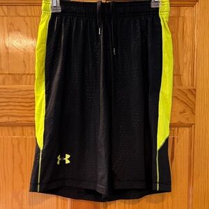 Under Armour Black with Neon Yellow Side Panel Men’s Athletic Shorts